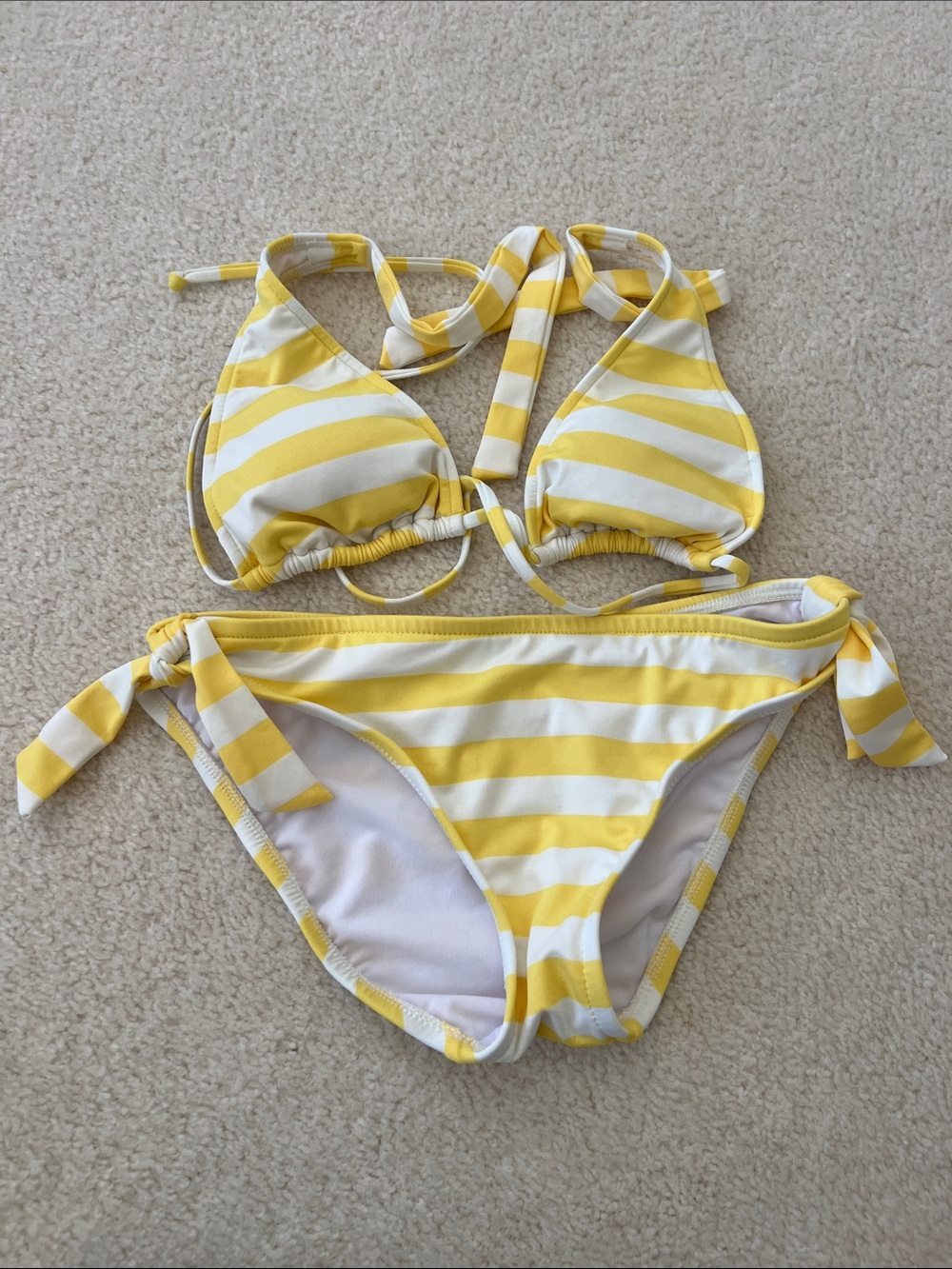 Mossimo Yellow and White Stripe Tie-Side Bikini